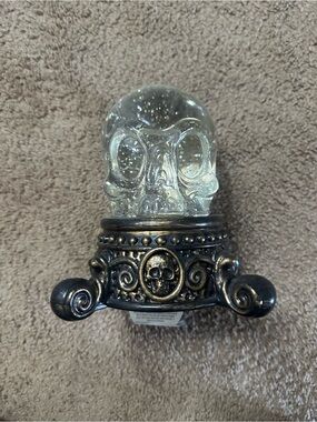 NEW Decorative Light Up Skull Accent with Antique Bronze Base